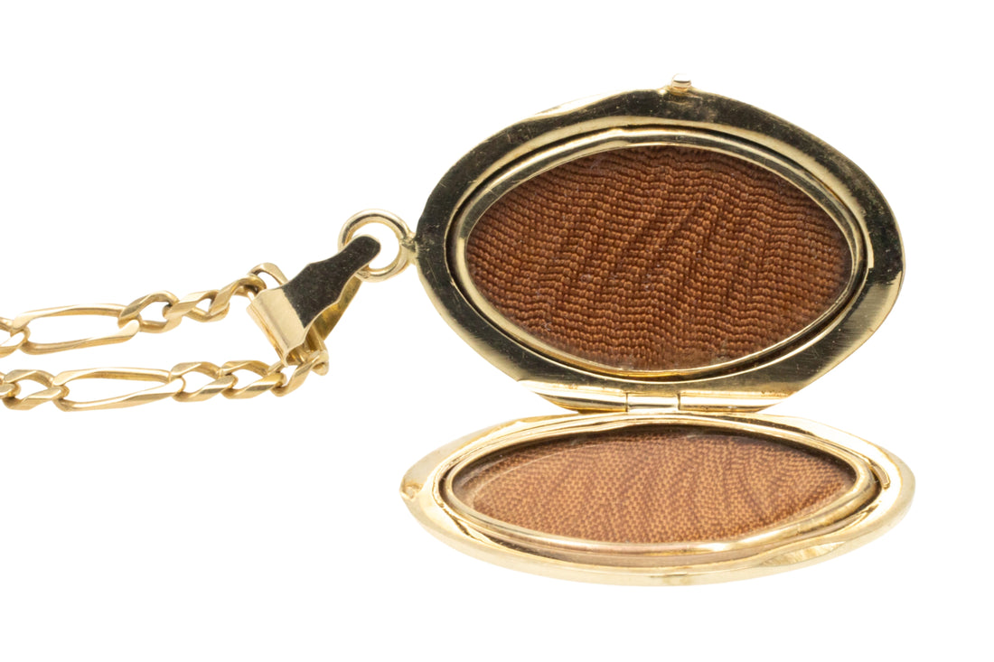 Vintage photo locket in 14 carat gold-Pendants-The Antique Ring Shop