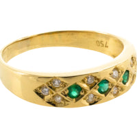 Emerald and diamond 18 carat gold ring-Vintage rings-The Antique Ring Shop