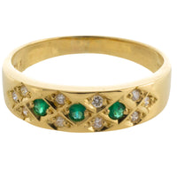 Emerald and diamond 18 carat gold ring-Vintage rings-The Antique Ring Shop