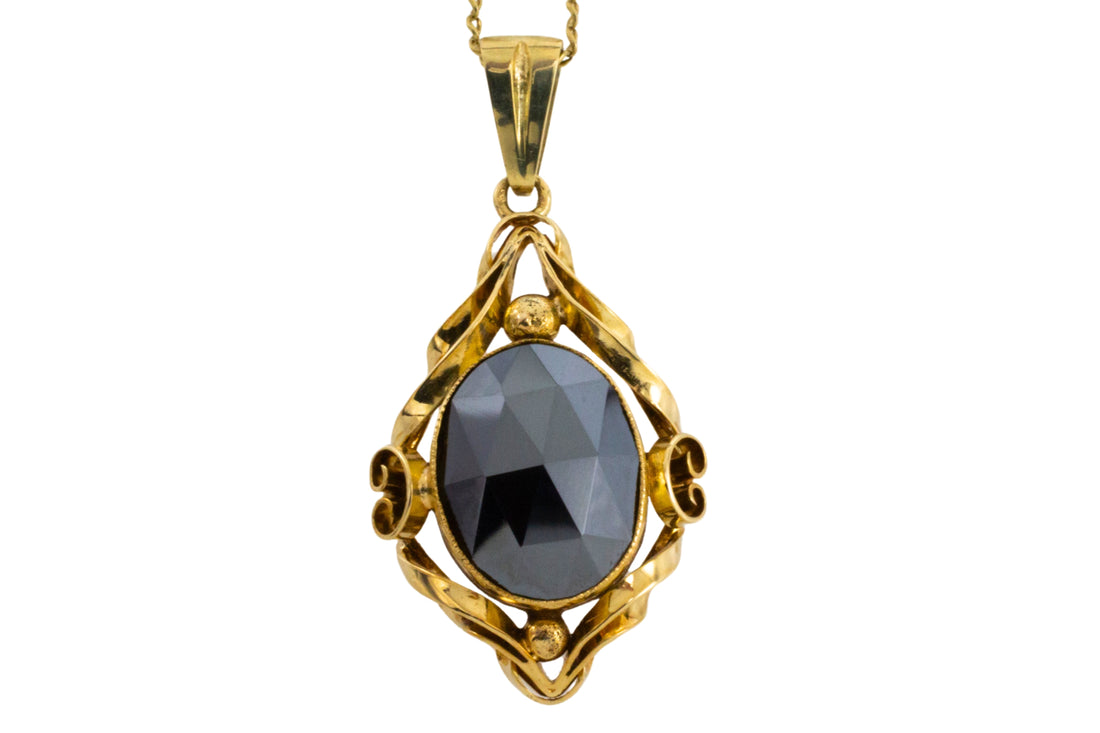 Vintage 14 carat gold hemitite pendant-Pendants-The Antique Ring Shop