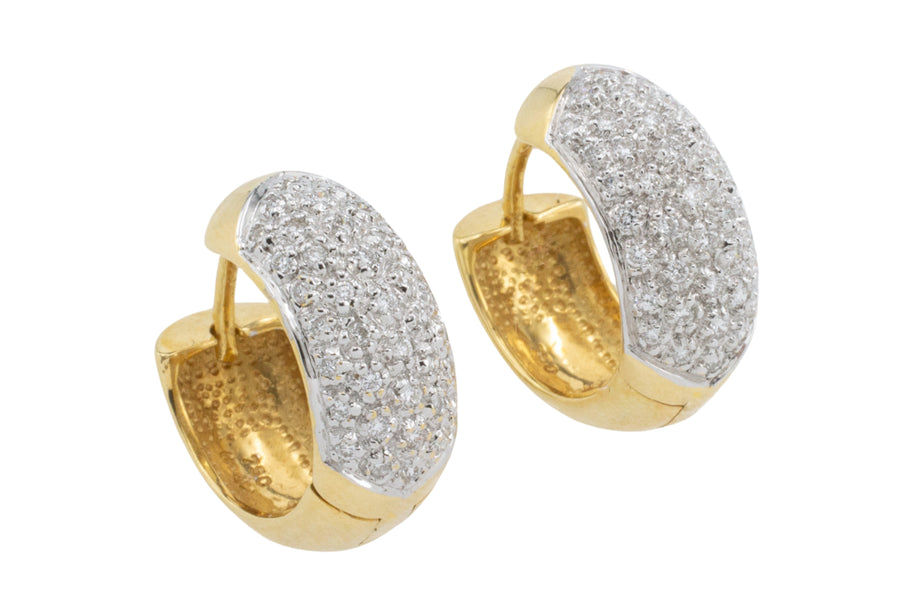 Hoop earrings with diamonds-Earrings-The Antique Ring Shop