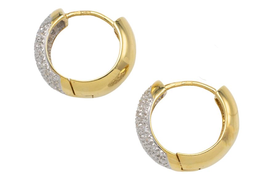 Hoop earrings with diamonds-Earrings-The Antique Ring Shop