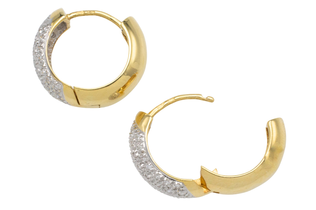 Hoop earrings with diamonds-Earrings-The Antique Ring Shop