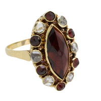 Garnet and rose diamond 14 carat gold ring-Vintage rings-The Antique Ring Shop