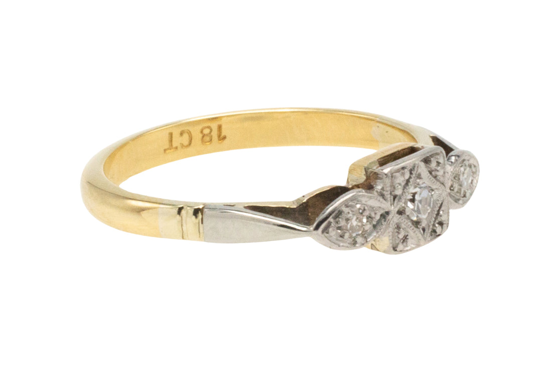 Vintage three stone diamond ring-Vintage Rings-The Antique Ring Shop