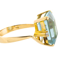 Aquamarine and diamond ring in 14 carat gold-Vintage Rings-The Antique Ring Shop