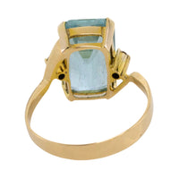 Aquamarine and diamond ring in 14 carat gold-Vintage Rings-The Antique Ring Shop