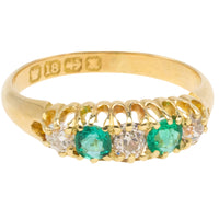 Emerald and diamond ring from 1897-Antique rings-The Antique Ring Shop