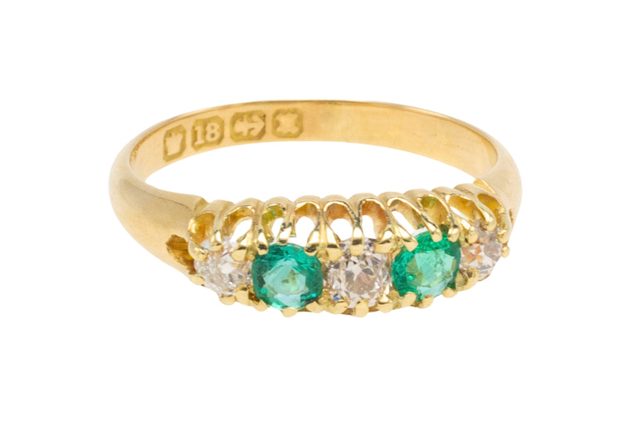 Emerald and diamond ring from 1897-Antique rings-The Antique Ring Shop