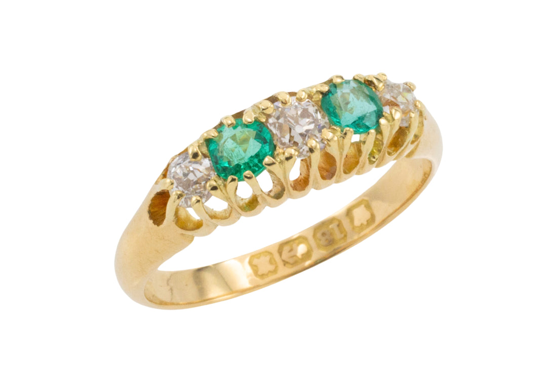 Emerald and diamond ring from 1897-Antique rings-The Antique Ring Shop