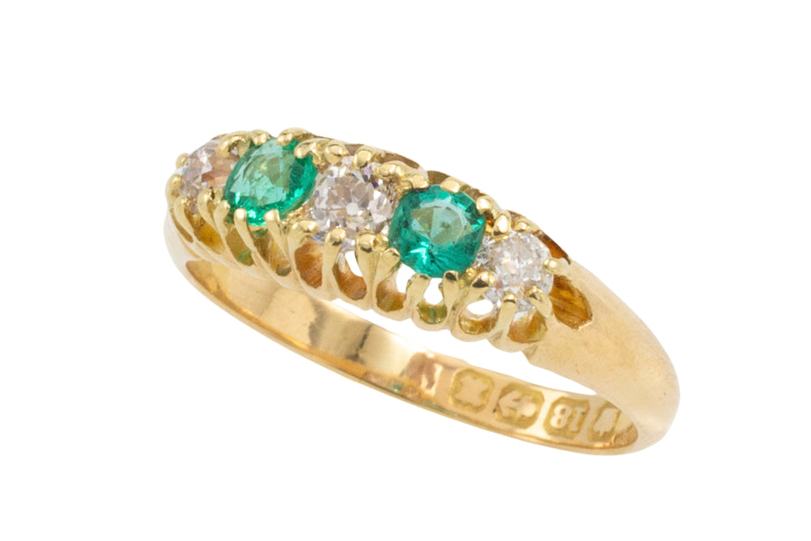 Emerald and diamond ring from 1897-Antique rings-The Antique Ring Shop