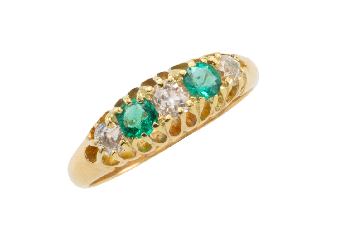 Emerald and diamond ring from 1897-Antique rings-The Antique Ring Shop