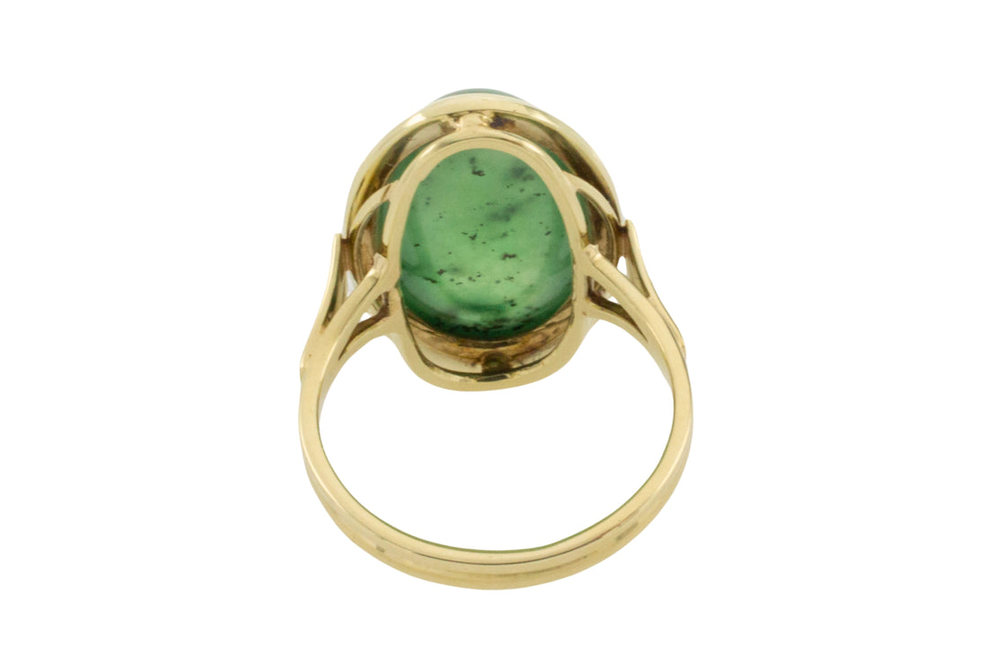 Cabochon nephrite jade ring-Vintage Rings-The Antique Ring Shop