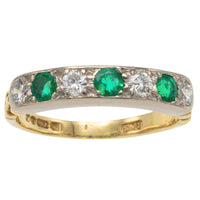 Vintage emerald and diamond ring-Vintage Rings-The Antique Ring Shop