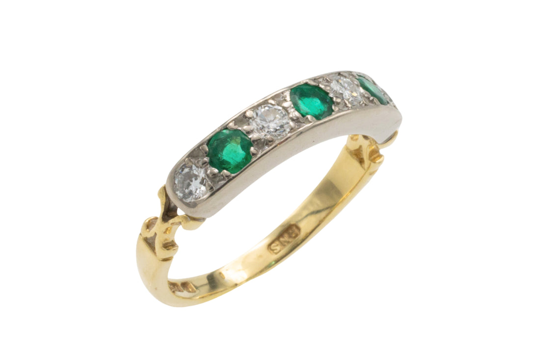 Vintage emerald and diamond ring-Vintage Rings-The Antique Ring Shop