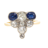 Edwardian 18 carat gold sapphire and old cut diamond ring-Antique rings-The Antique Ring Shop