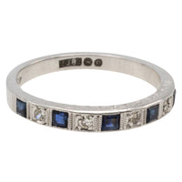 White gold sapphire and diamond band-wedding rings-The Antique Ring Shop