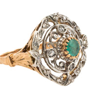 Antique Emerald and rose cut diamond ring-Antique rings-The Antique Ring Shop