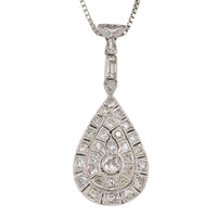 Drop shaped diamond pendant in 18 carat gold