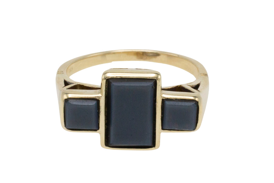 Vintage three stone signet ring