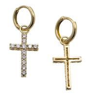 Diamond cross earrings in 14 carat gold-Earrings-The Antique Ring Shop