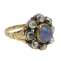 Star sapphire and rose diamond ring in gold and silver-Antique rings-The Antique Ring Shop