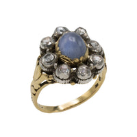 Star sapphire and rose diamond ring in gold and silver-Antique rings-The Antique Ring Shop