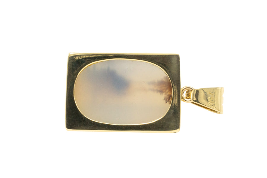 Moss agate pendant in 18 carat gold-Pendants-The Antique Ring Shop