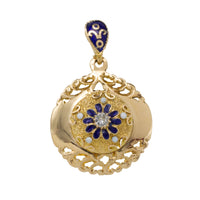 Antique enamel pendant in 14 carat gold-Pendants-The Antique Ring Shop