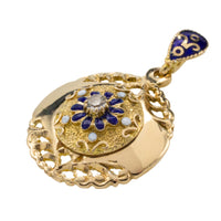 Antique enamel pendant in 14 carat gold-Pendants-The Antique Ring Shop