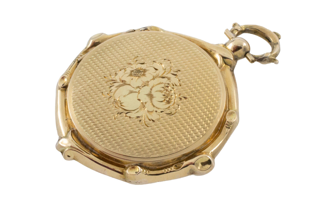 Antique 14 carat gold photo locket-Pendants-The Antique Ring Shop