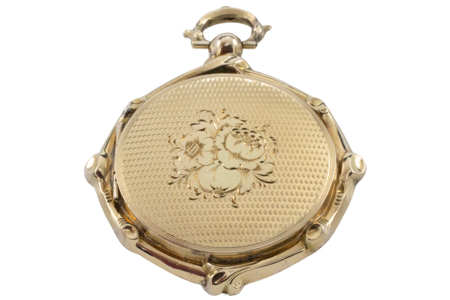 Antique 14 carat gold photo locket-Pendants-The Antique Ring Shop