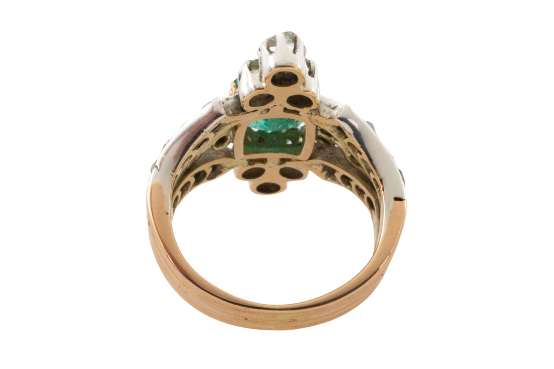 Antique emerald and rose diamond ring-Antique rings-The Antique Ring Shop