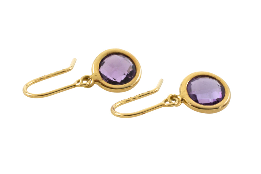 Amethyst pendant earrings in 18 carat gold-Earrings-The Antique Ring Shop