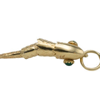 Vintage 14 carat gold fish pendant with chrysoprase eyes-Pendants-The Antique Ring Shop