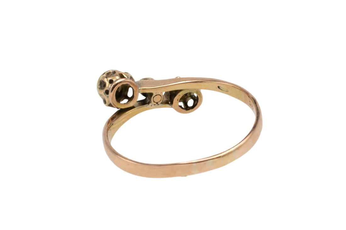 Three stone rose diamond ring in 14 carat gold-Antique rings-The Antique Ring Shop