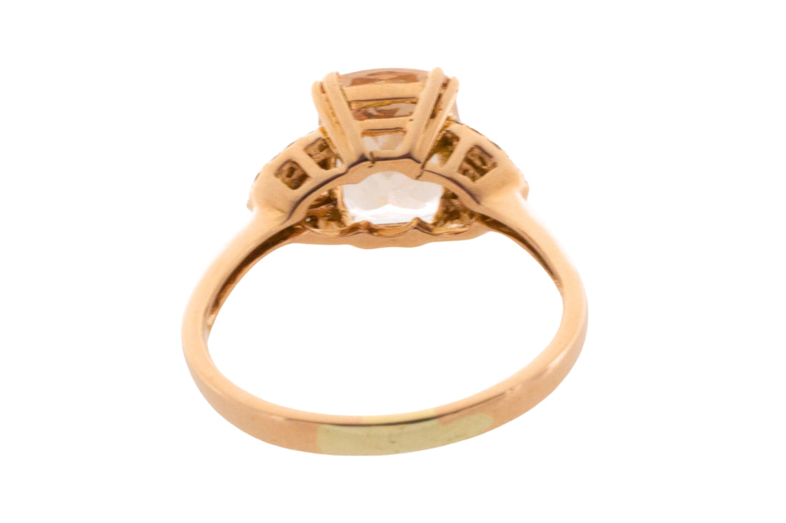Morganite and diamond ring in 18 carat roe gold-Vintage Rings-The Antique Ring Shop
