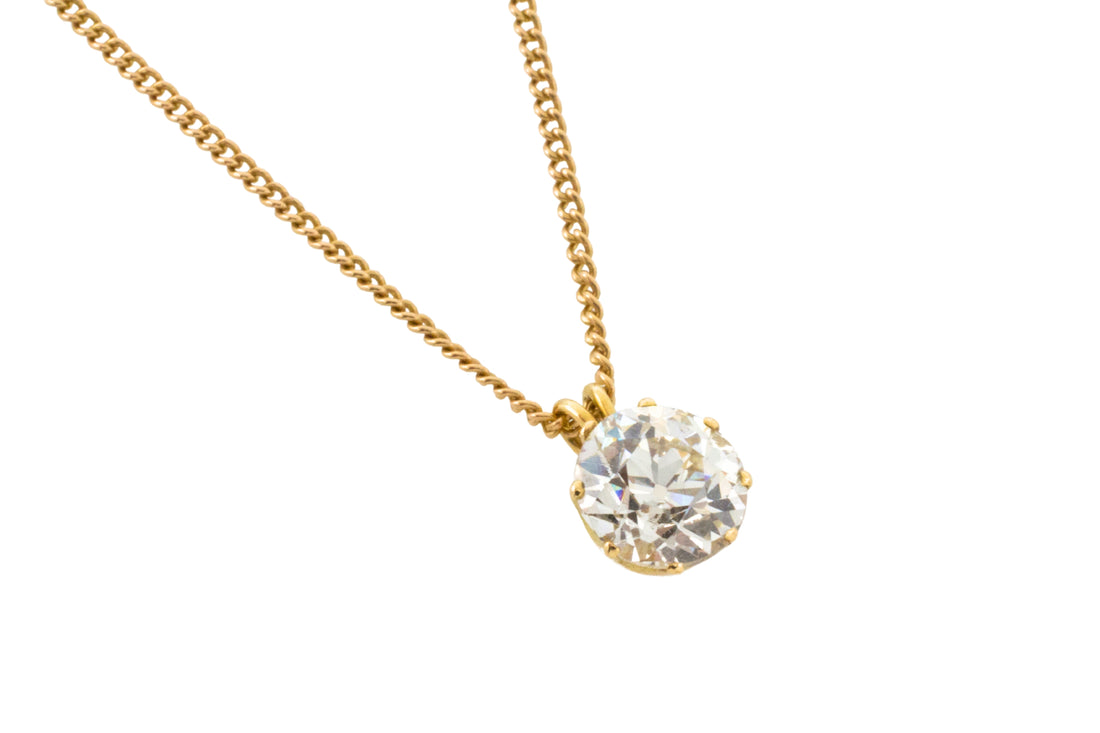 Old European cut diamond pendant-Pendants-The Antique Ring Shop