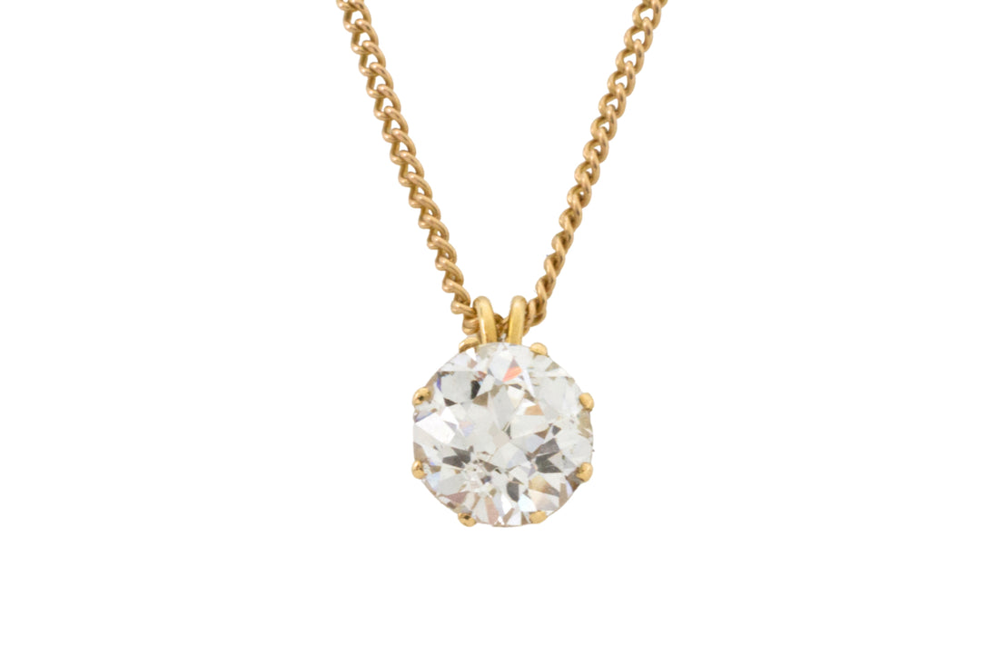 Old European cut diamond pendant-Pendants-The Antique Ring Shop