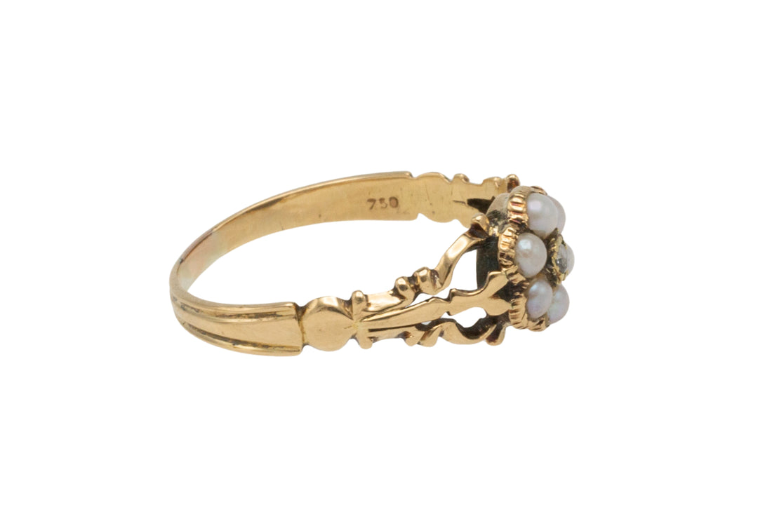 Victorian pearl and diamond mourning ring-Antique rings-The Antique Ring Shop