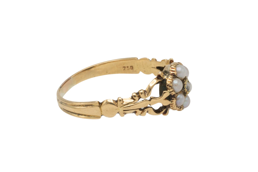 Victorian pearl and diamond mourning ring-Antique rings-The Antique Ring Shop