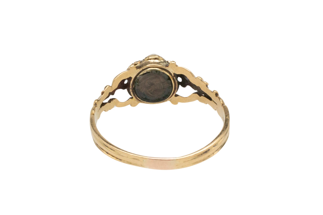 Victorian pearl and diamond mourning ring-Antique rings-The Antique Ring Shop