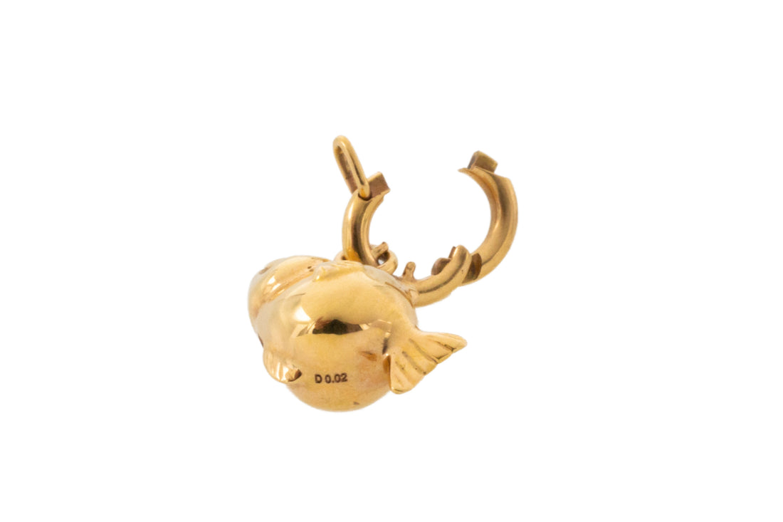 Diamond fish charm in 18 carat gold-Pendants-The Antique Ring Shop