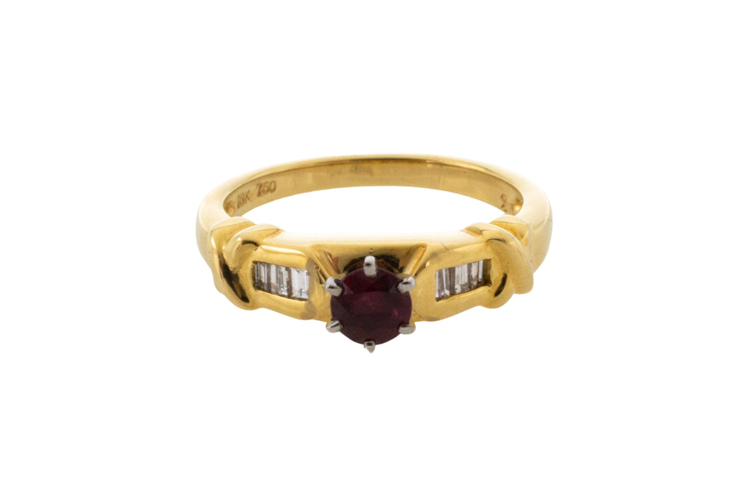 Ruby and baguette diamond ring-engagement rings-The Antique Ring Shop