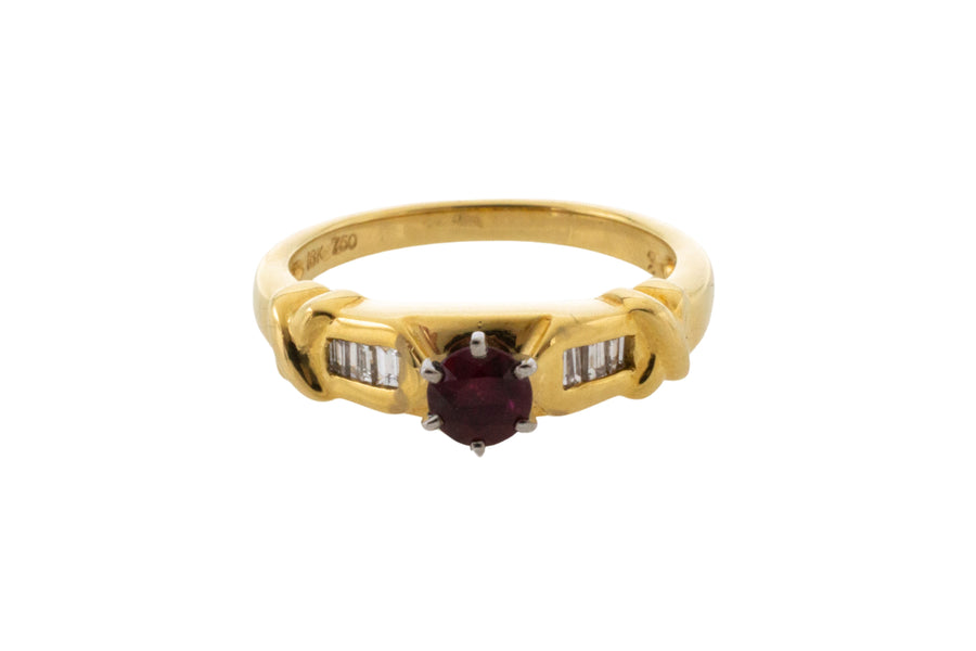 Ruby and baguette diamond ring-engagement rings-The Antique Ring Shop