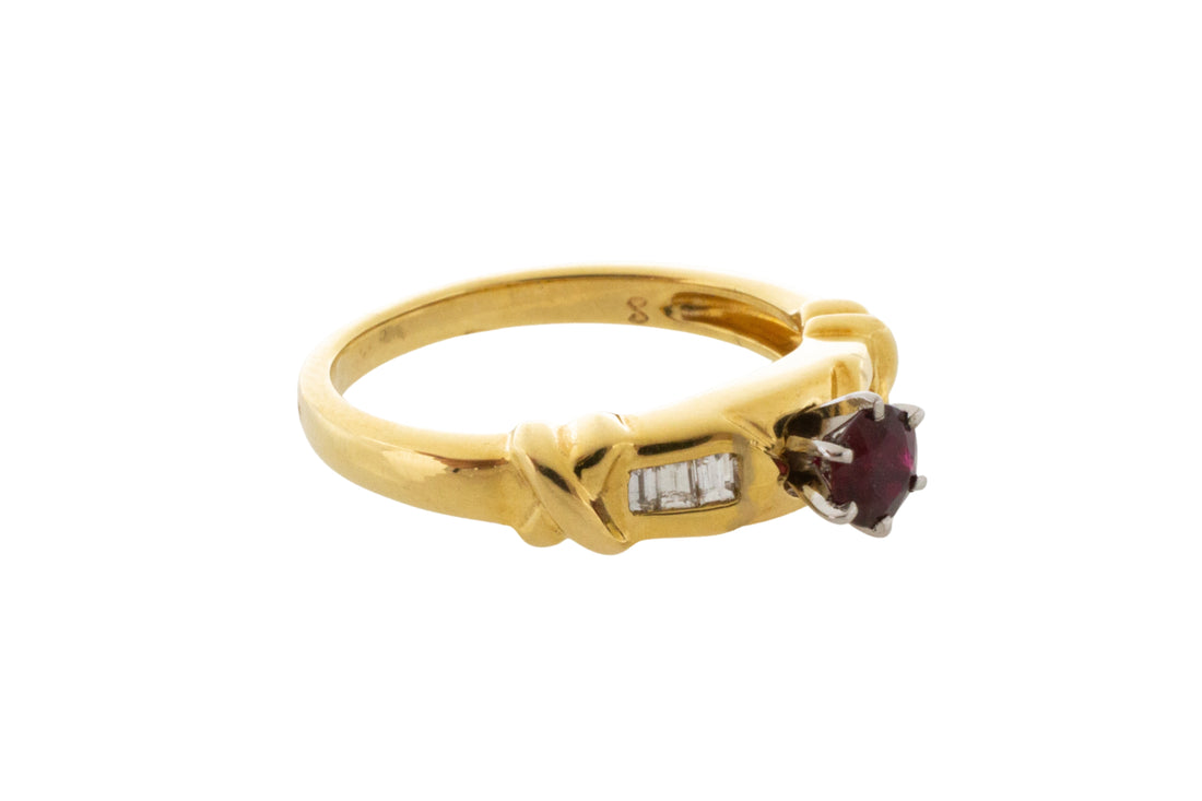 Ruby and baguette diamond ring-engagement rings-The Antique Ring Shop