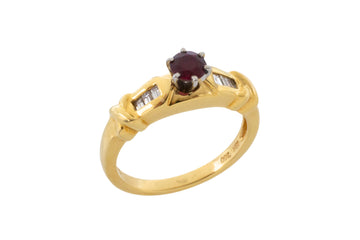 Ruby and baguette diamond ring-engagement rings-The Antique Ring Shop