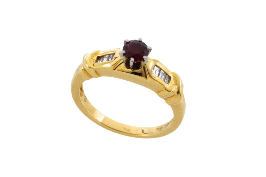 Ruby and baguette diamond ring-engagement rings-The Antique Ring Shop