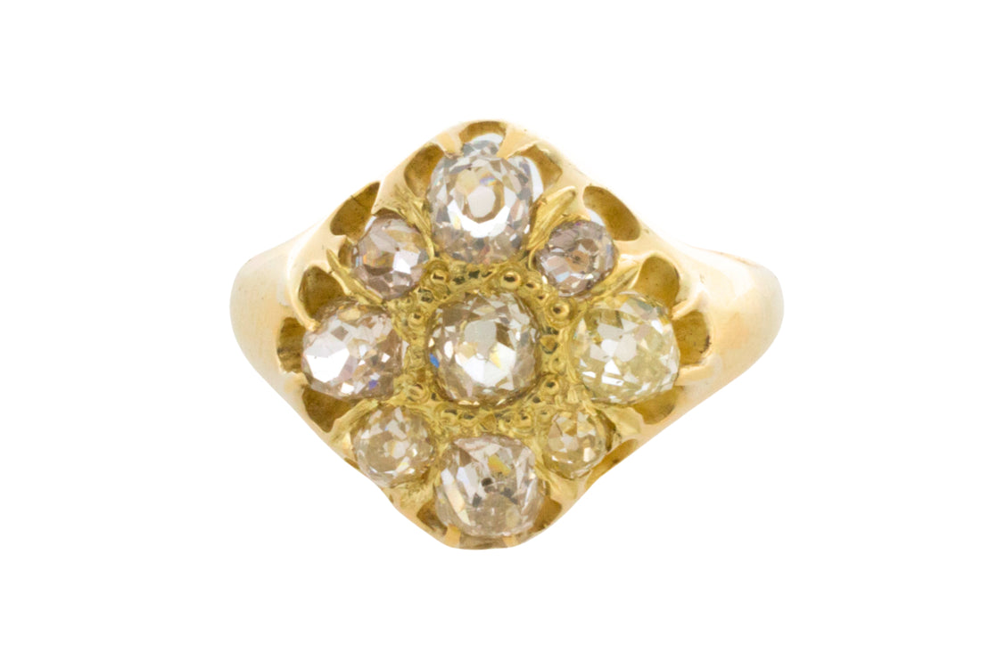 Victorian old mine cut diamond cluster ring-Antique rings-The Antique Ring Shop