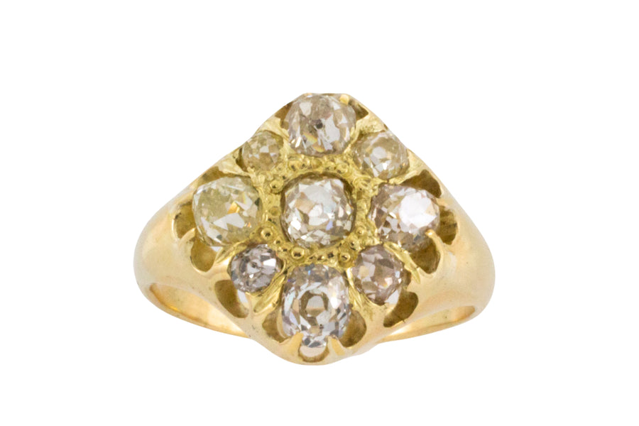 Victorian old mine cut diamond cluster ring-Antique rings-The Antique Ring Shop